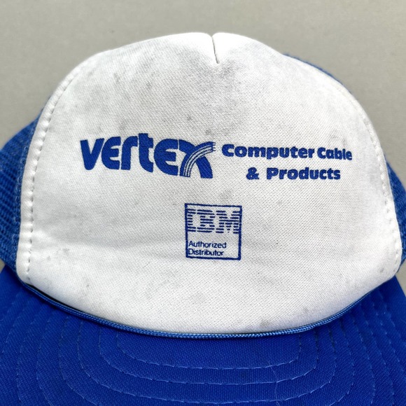 Vintage IBM Computer Hat Cap Snapback Trucker Blue Tech Vertex Adjustable 90s - Picture 3 of 9